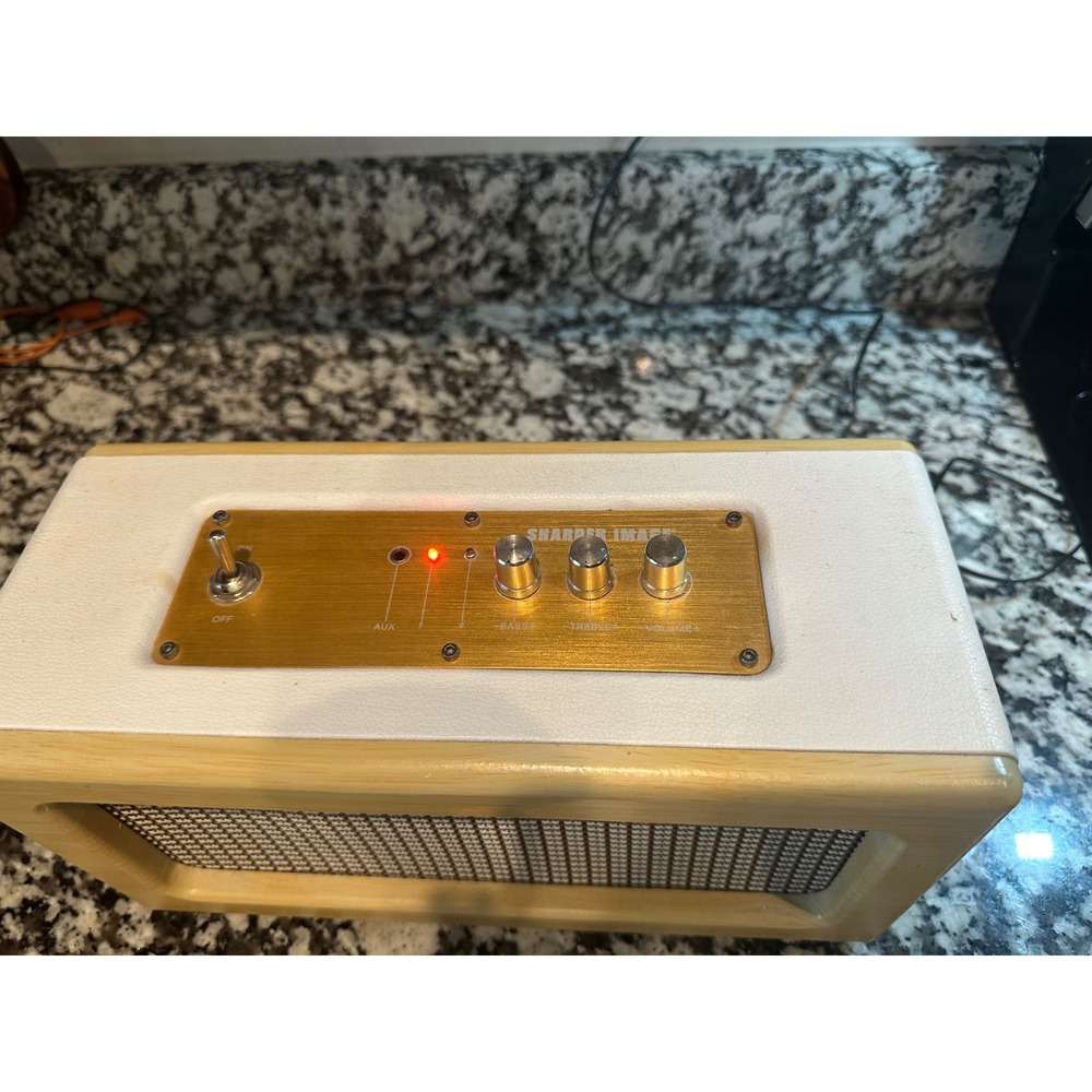 Sharper Image Vtg inspire Bluetooth Speaker Wood White Retro Mid Century Modern - Picture 3 of 8